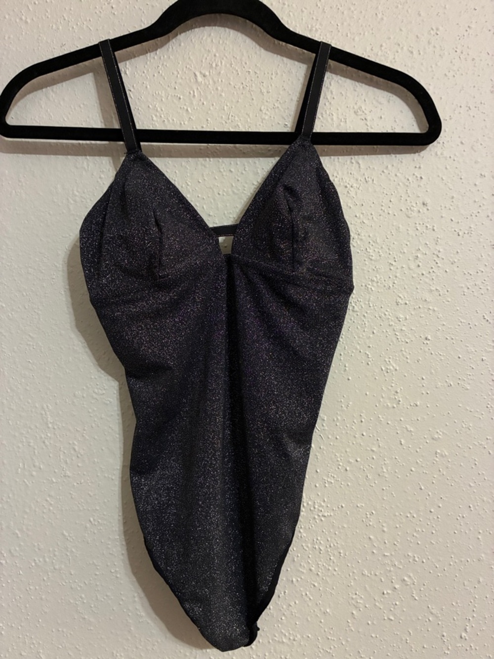 b.tempt'd Sparkle Black V-Neck One-Piece Bodysuit